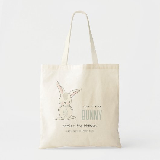 Elegant Simple Cute Blue Bunny boys Birthday Tote Bag (Voorkant)