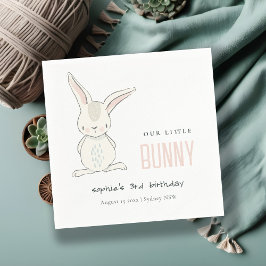 Elegant Simple Cute Pink Blush Bunny Kids Birthday Servet