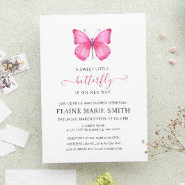 Elegant Simple Cute Pink Butterfly Baby shower Kaart