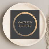 Elegant Simple Dark Faux Gold Circle Makeup Aritst Vierkante Visitekaartje