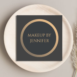 Elegant Simple Dark Faux Gold Circle Makeup Aritst Vierkante Visitekaartje