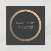 Elegant Simple Dark Faux Gold Circle Makeup Aritst Vierkante Visitekaartje (Voorkant)