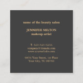 Elegant Simple Dark Faux Gold Circle Makeup Aritst Vierkante Visitekaartje (Achterkant)