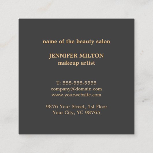 Elegant Simple Dark Faux Gold Circle Makeup Aritst Vierkante Visitekaartje (Achterkant)