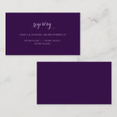 Elegant Simple Dark Paars Weddenschap Registry Informatiekaartje (Voorkant / Achterkant)