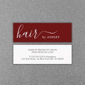 Elegant Simple Dark Red Hair Stylist Mini Visitekaartje