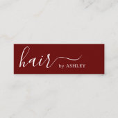 Elegant Simple Dark Red Hair Stylist Mini Visitekaartje (Voorkant)