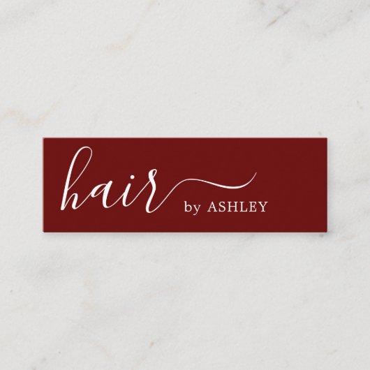 Elegant Simple Dark Red Hair Stylist Mini Visitekaartje (Voorkant)