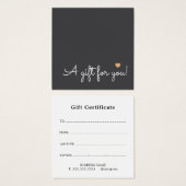 Elegant  Simple Deep Dark Grey Faux Gold Heart  Vierkante Visitekaartjes (Voorkant /achterkant)