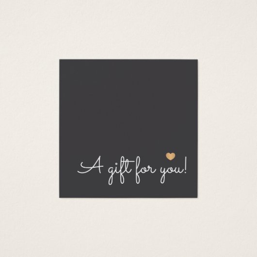 Elegant Simple Deep Dark Grey Faux Gold Heart Vierkante Visitekaartjes (Voorkant)