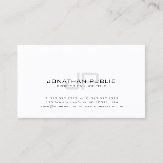 Elegant Simple Design Monogram Modern Plain Trendy Visitekaartje (Voorkant)