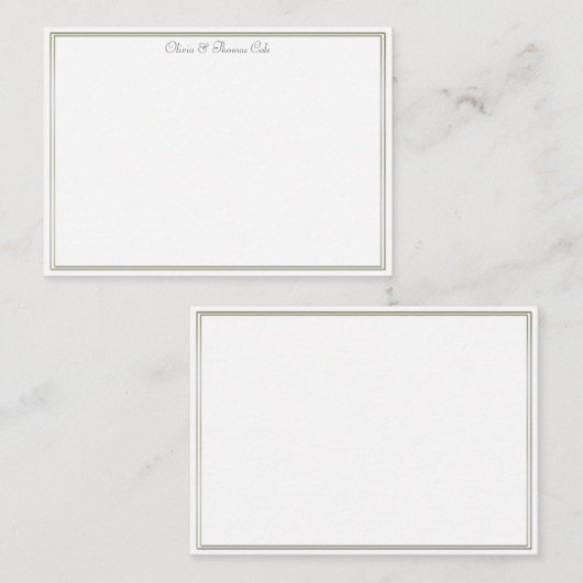 Elegant Simple Double Gold Lijst Wedding Couple Notitiekaartje (Voorkant / Achterkant)