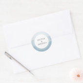 Elegant Simple Dusty Blue Waterverf Ombre Wedding Ronde Sticker (Envelop)