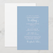 Elegant Simple Dusty Blue Wedding Kaart (Voorkant / Achterkant)