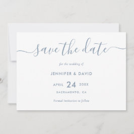 Elegant Simple Dusty Blue Wedding Save the Date
