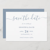 Elegant Simple Dusty Blue Wedding Save the Date (Voorkant / Achterkant)
