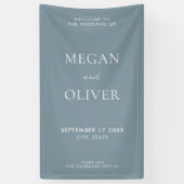 Elegant Simple Dusty Blue Wedding Welkom Spandoek (Verticaal)