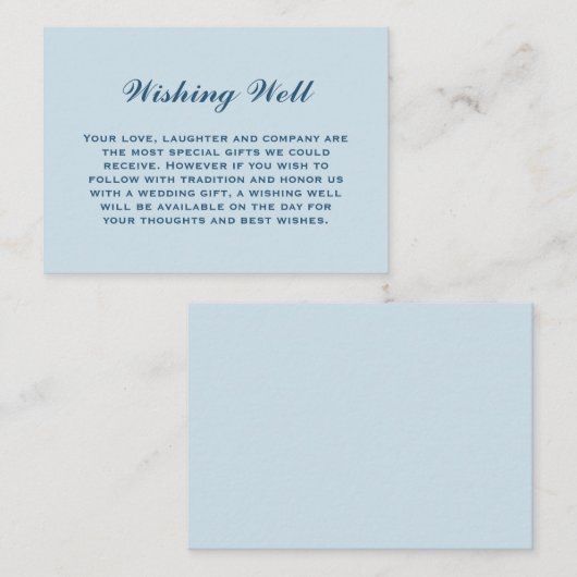 Elegant Simple Dusty Blue Wedding Wishing Good Informatiekaartje (Voorkant / Achterkant)