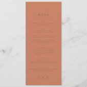 Elegant Simple Dusty Oranje + Terracotta Monogram Menu (Voorkant)