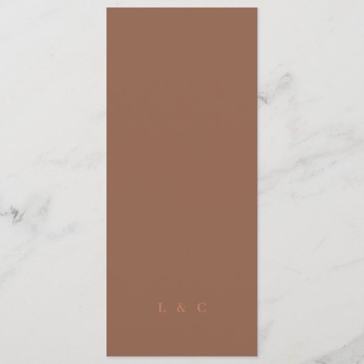 Elegant Simple Dusty Oranje + Terracotta Monogram Menu (Achterkant)