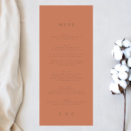 Elegant Simple Dusty Oranje + Terracotta Monogram Menu