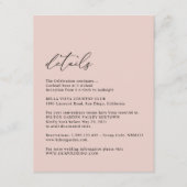 Elegant Simple Dusty Roos Wedding Details Informatiekaartje (Voorkant)