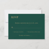 Elegant Simple Emerald Green Gold Monogram Weddens RSVP Kaartje (Voorkant)
