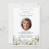 Elegant Simple Eucalyptus White Rose Photo Funeral Kaart (Voorkant)