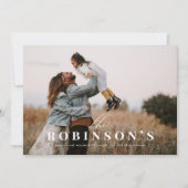 Elegant Simple Family Name Foto met Kerstmis Kaart (Voorkant)