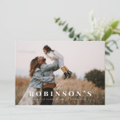 Elegant Simple Family Name Foto met Kerstmis Kaart (Staand voorkant)