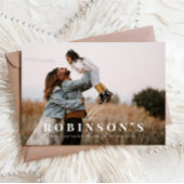 Elegant Simple Family Name Foto met Kerstmis Kaart