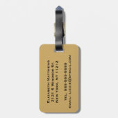 Elegant & Simple Faux Gold en Blue Monogram Bagagelabel (Achterkant verticaal)