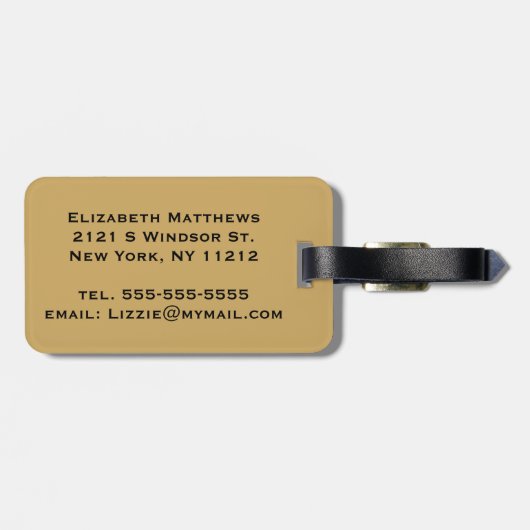 Elegant & Simple Faux Gold en Blue Monogram Bagagelabel (Achterkant horizontaal)