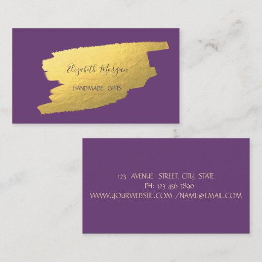 Elegant Simple, Faux Gold Foil Brusg Stroke Visitekaartje (Voorkant / Achterkant)