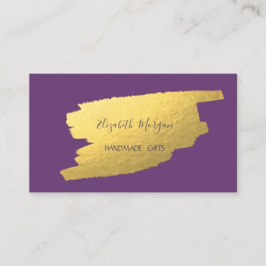 Elegant Simple, Faux Gold Foil Brusg Stroke Visitekaartje (Voorkant)