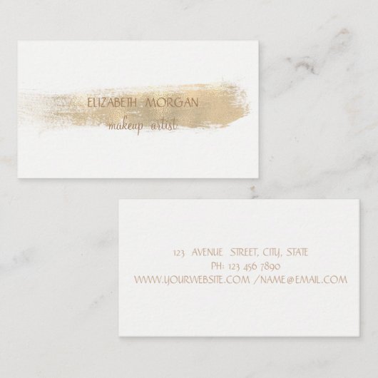 Elegant Simple Faux Gold Foil Bruspenseel Stroke, Visitekaartje (Voorkant / Achterkant)