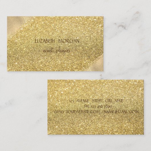 Elegant Simple Faux Gold Glitter Bokeh Visitekaartje (Voorkant / Achterkant)