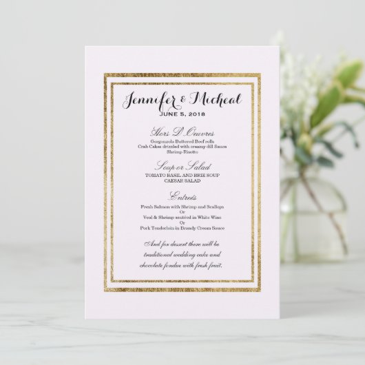 Elegant Simple Faux Gold-overzicht en wit Menu (Staand voorkant)