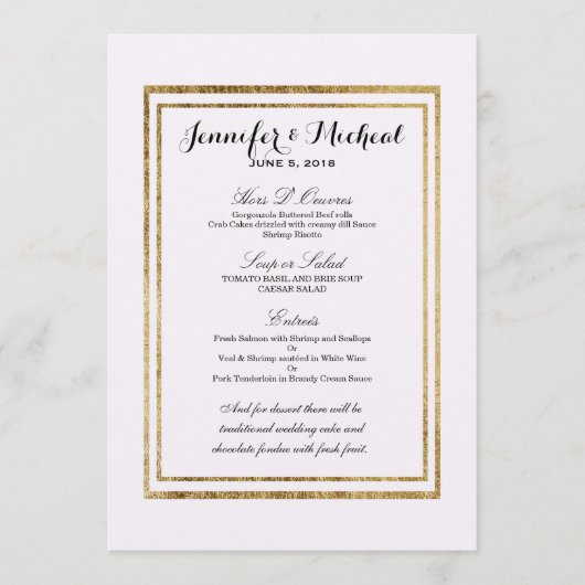 Elegant Simple Faux Gold-overzicht en wit Menu (Voorkant)