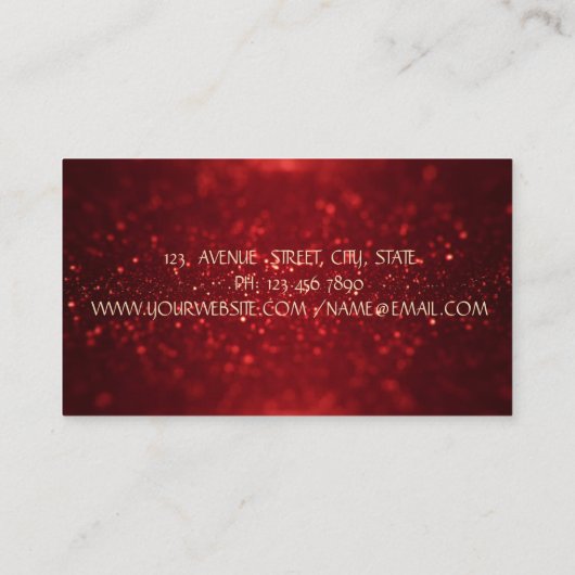 Elegant Simple Faux Gold, Red Glitter Bokeh Visitekaartje (Achterkant)
