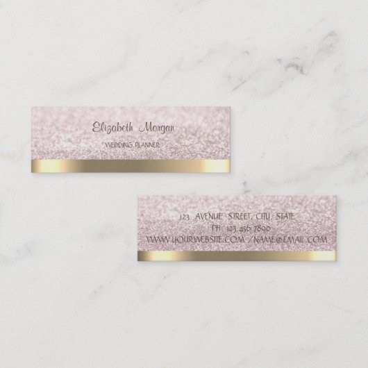 Elegant Simple Faux Gold Stripe, Glittery Bokeh Mini Visitekaartje (Voorkant / Achterkant)