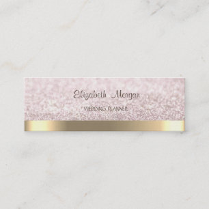 Elegant Simple Faux Gold Stripe, Glittery Bokeh Mini Visitekaartje