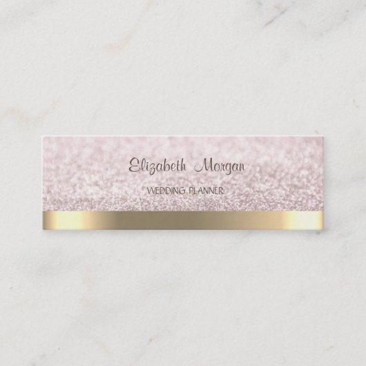 Elegant Simple Faux Gold Stripe, Glittery Bokeh Mini Visitekaartje (Voorkant)