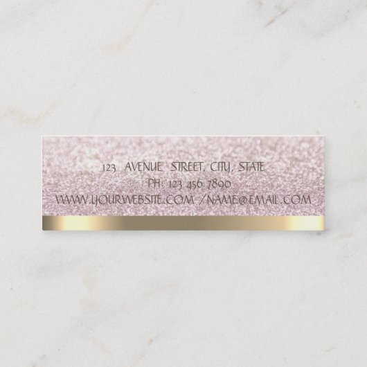Elegant Simple Faux Gold Stripe, Glittery Bokeh Mini Visitekaartje (Achterkant)