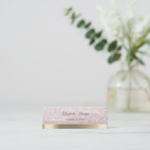Elegant Simple Faux Gold Stripe, Glittery Bokeh Mini Visitekaartje (Staand voorkant)