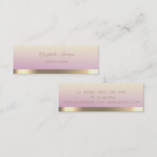 Elegant Simple Faux Gold Stripe, Ombre Mini Visitekaartje (Voorkant / Achterkant)
