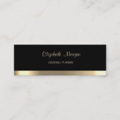 Elegant Simple Faux Gold Stripe, zwart Mini Visitekaartje (Voorkant)