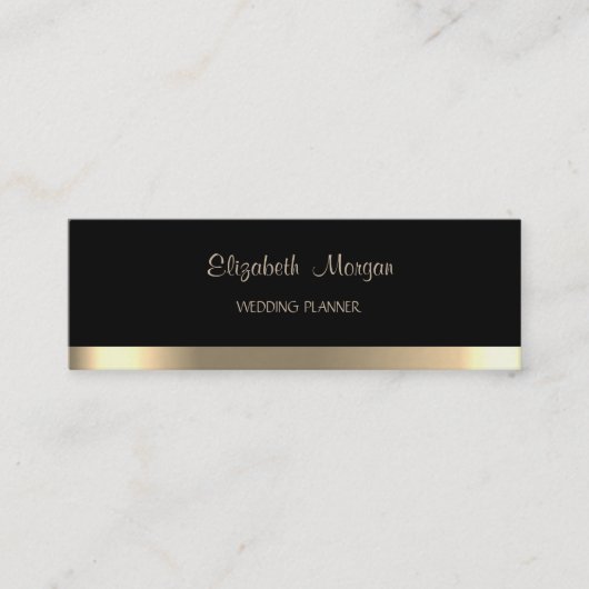 Elegant Simple Faux Gold Stripe, zwart Mini Visitekaartje (Voorkant)
