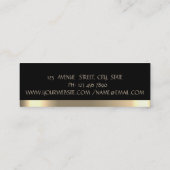 Elegant Simple Faux Gold Stripe, zwart Mini Visitekaartje (Achterkant)
