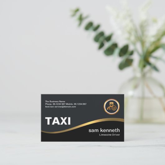 Elegant Simple Faux Gold Wave Taxi-driver Visitekaartje (Staand voorkant)
